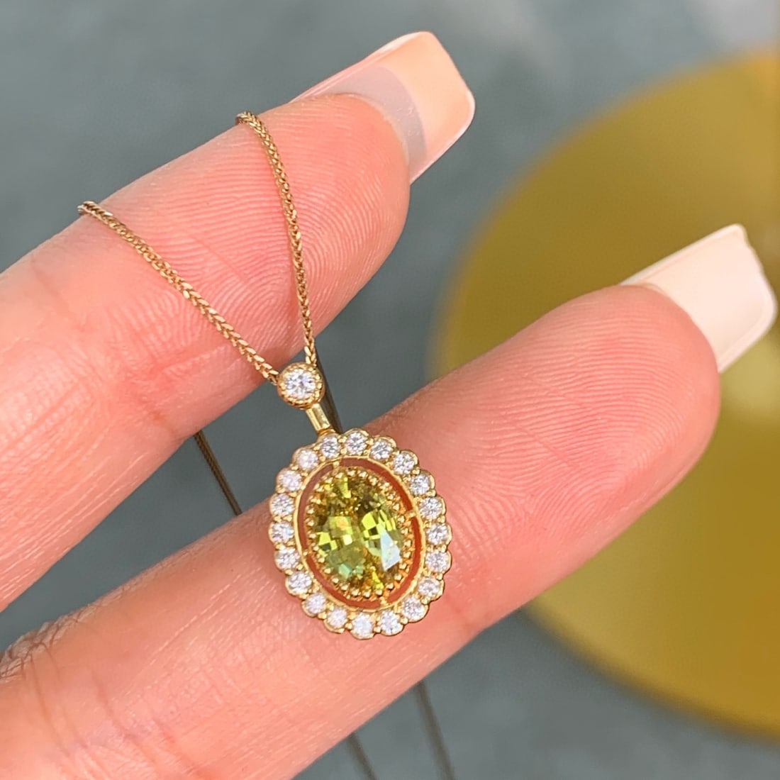14k Gold 1.06 Ctw Natural Sapphire & Diamond Pendant( Without Chain ) - 2
