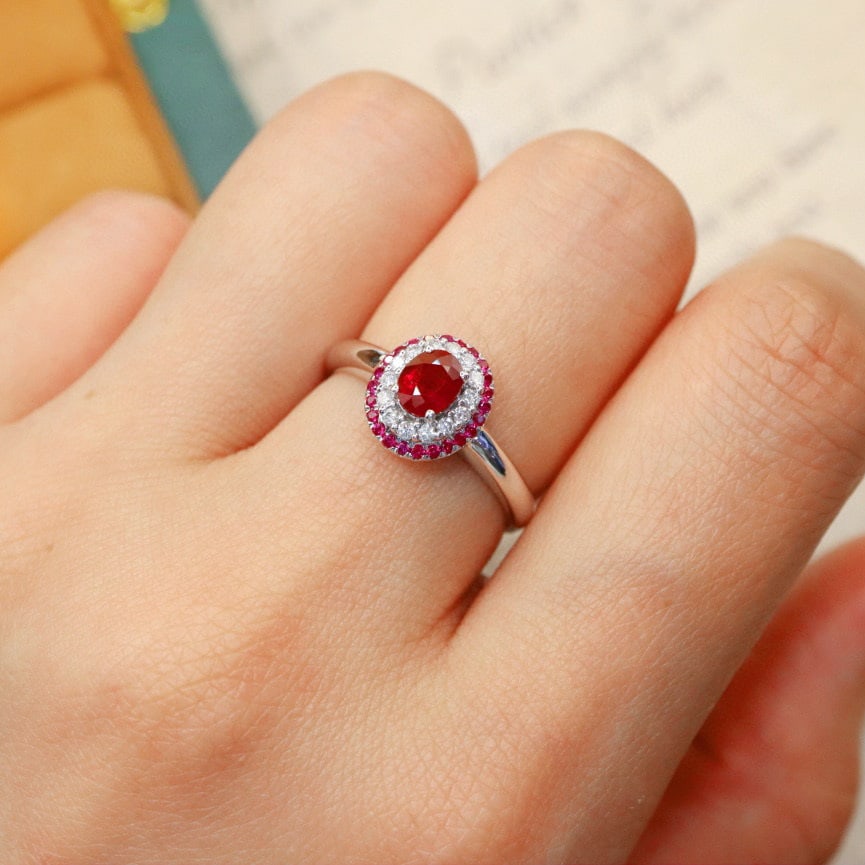 14k Gold 0.81 Ctw Natural Ruby & Ruby Ring - 5