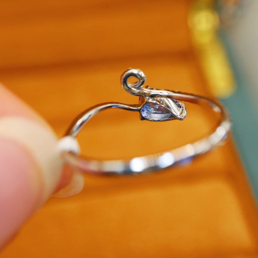 14k Gold 0.58 Ctw Natural Sapphire & Diamond Ring - 5