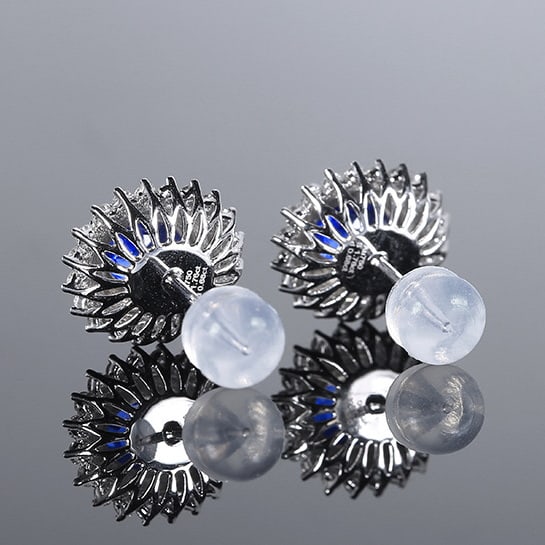 14k Gold 2.44 Ctw Natural Sapphire & Diamond Earrings - 3