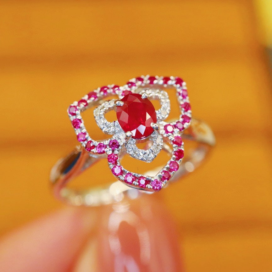 14k Gold 0.34 Ctw Natural Ruby & Ruby Ring - 4