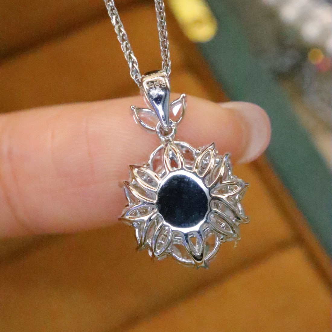14k Gold 1.67 Ctw Natural Sapphire & Diamond Pendant( Without Chain ) - 4