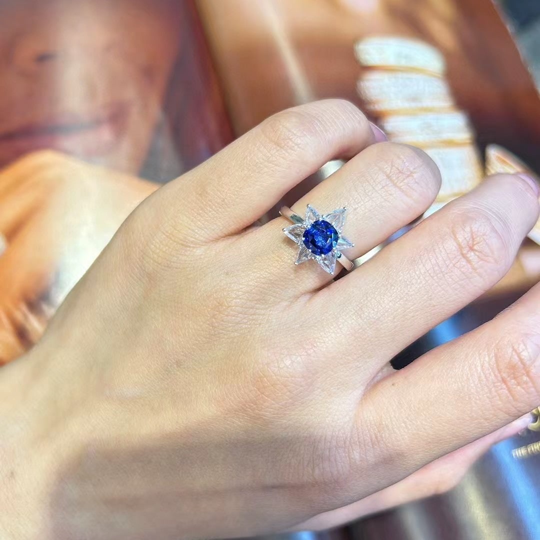 14k Gold 3.33 Ctw Natural Sapphire & Sapphire Ring - 2