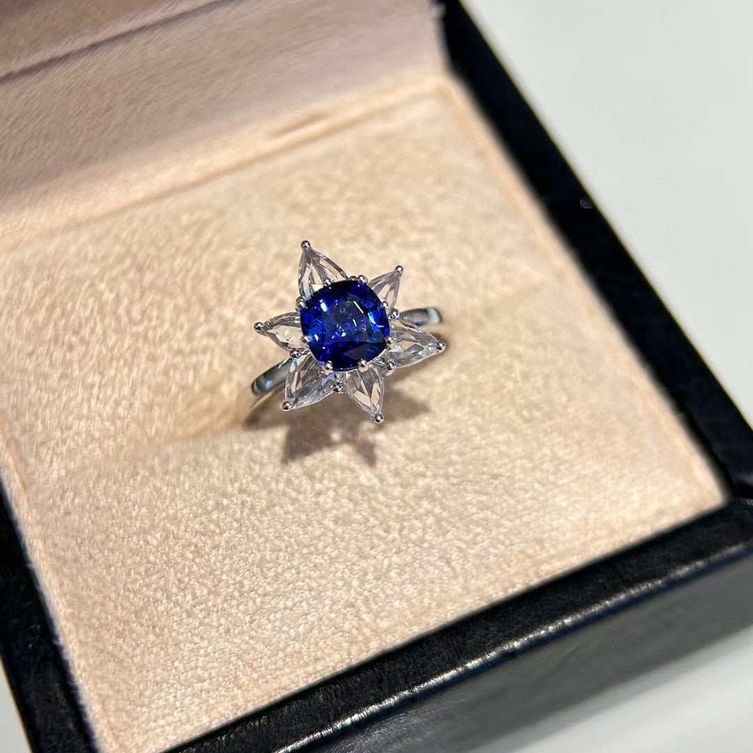 14k Gold 3.33 Ctw Natural Sapphire & Sapphire Ring - 4