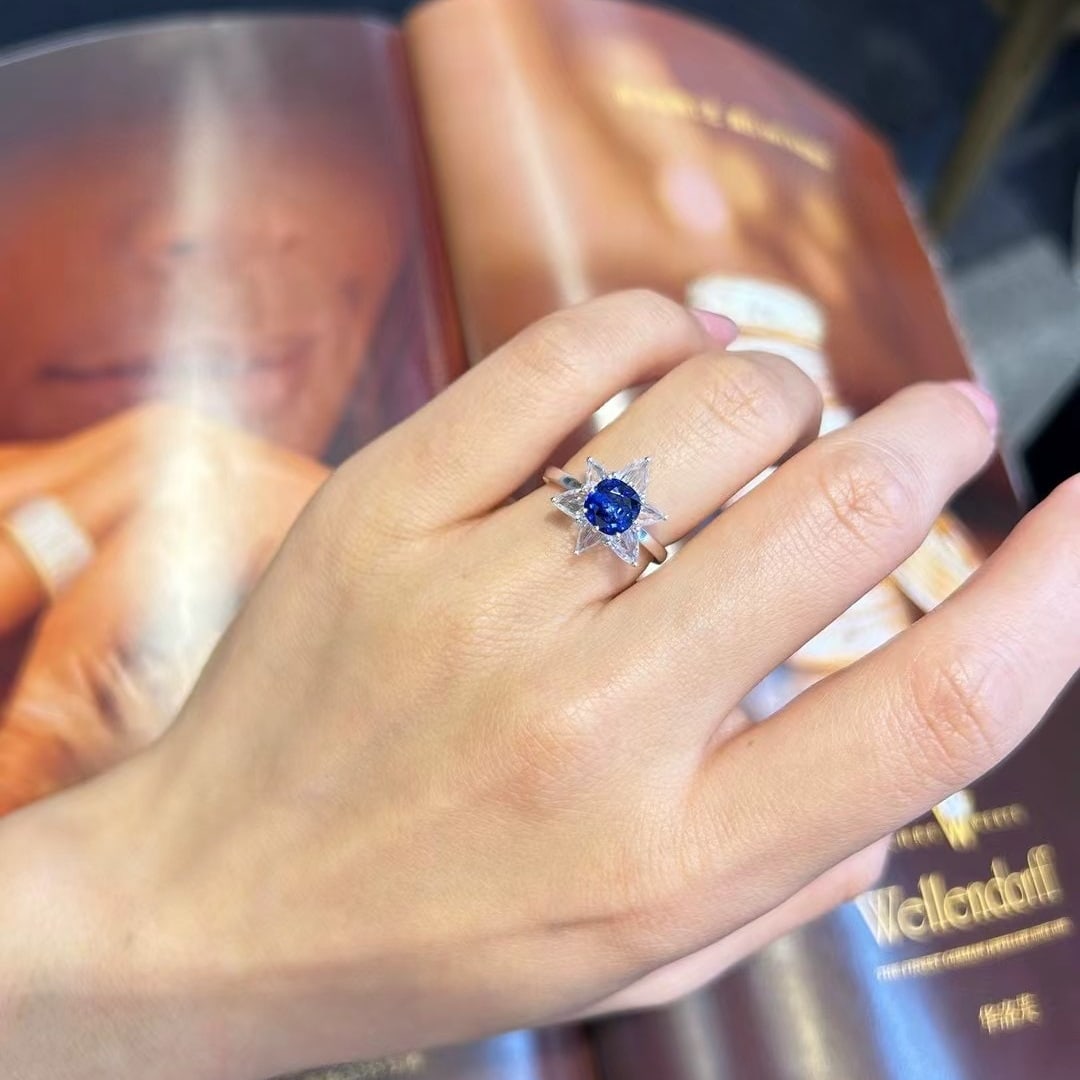 14k Gold 3.33 Ctw Natural Sapphire & Sapphire Ring - 5