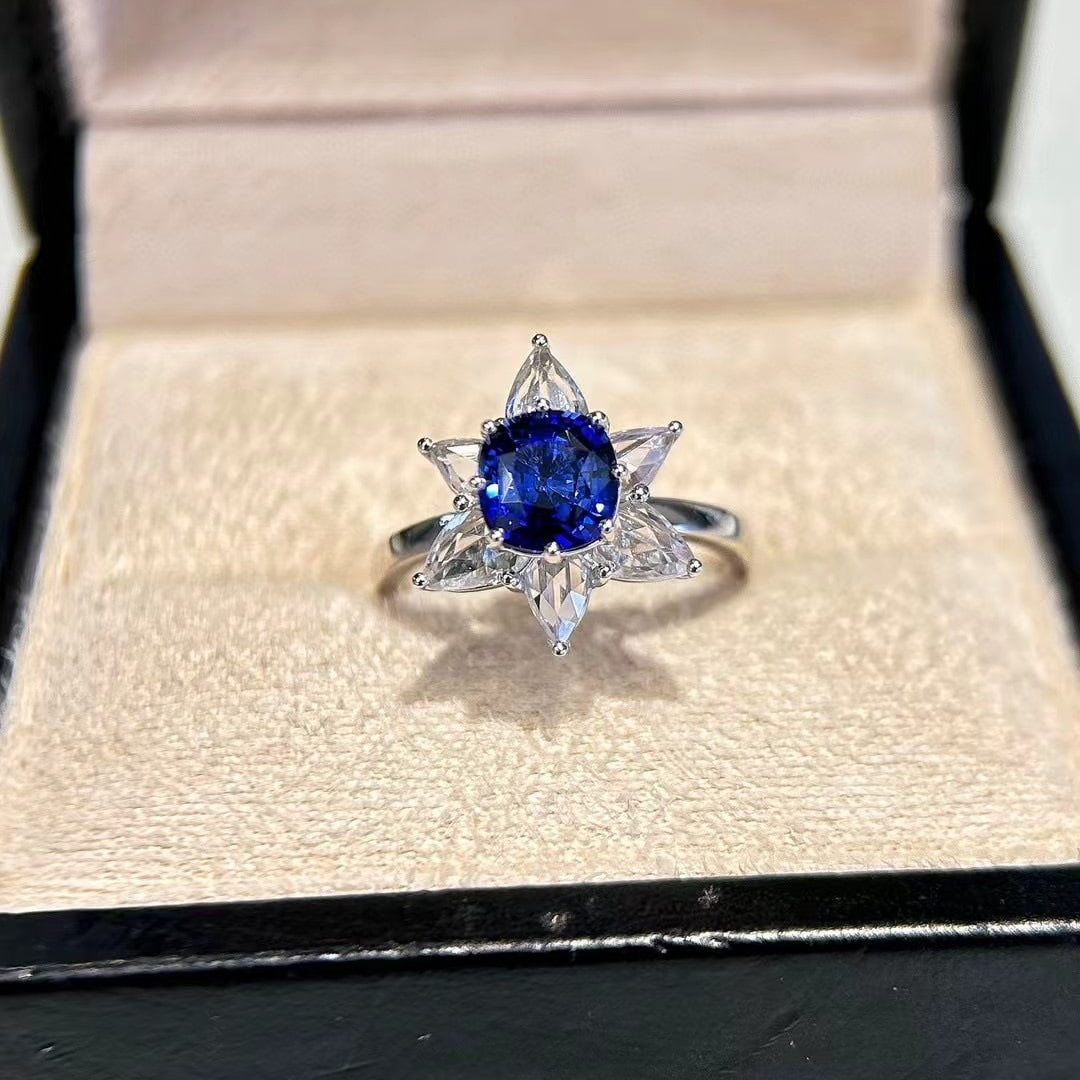 14k Gold 3.33 Ctw Natural Sapphire & Sapphire Ring - 6