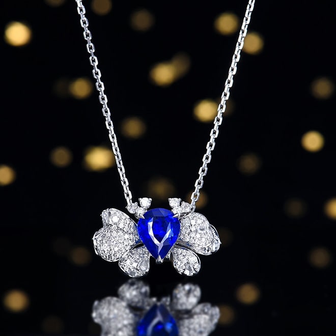 14k Gold 2.59 Ctw Natural Sapphire & Diamond Ring/pendant( Without Chain ) - 2