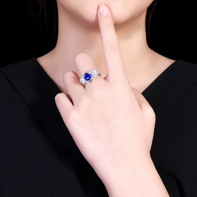 14k Gold 2.59 Ctw Natural Sapphire & Diamond Ring/pendant( Without Chain ) - 5