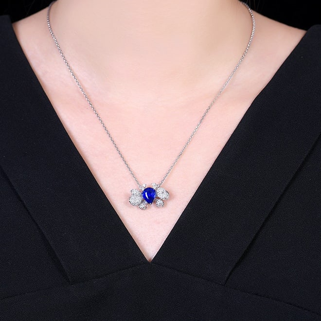 14k Gold 2.59 Ctw Natural Sapphire & Diamond Ring/pendant( Without Chain ) - 6