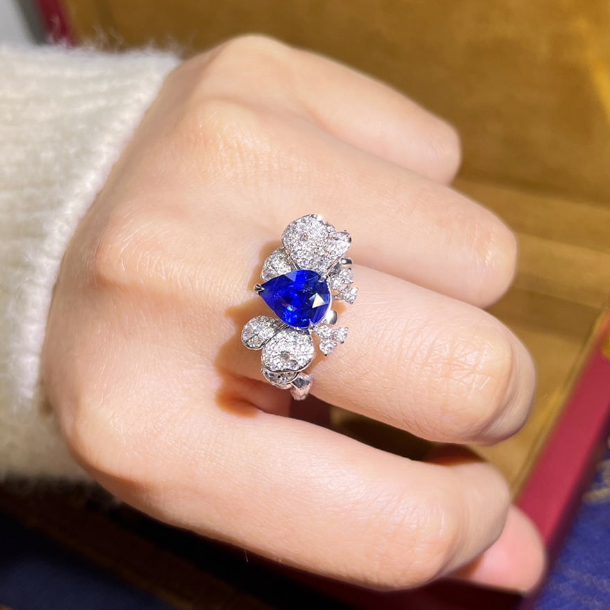 14k Gold 2.59 Ctw Natural Sapphire & Diamond Ring/pendant( Without Chain ) - 7
