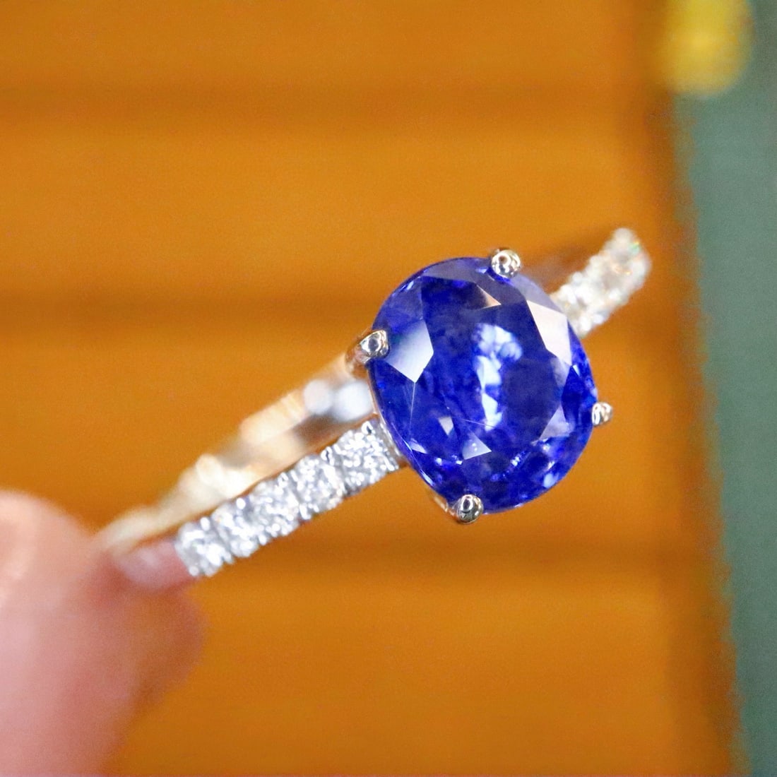 14k Gold 1.30 Ctw Natural Sapphire & Diamond Ring - 2