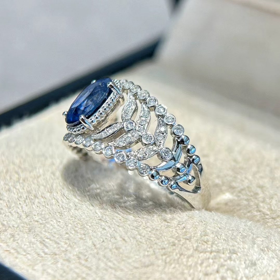 14k Gold 1.85 Ctw Natural Sapphire & Diamond Ring - 3