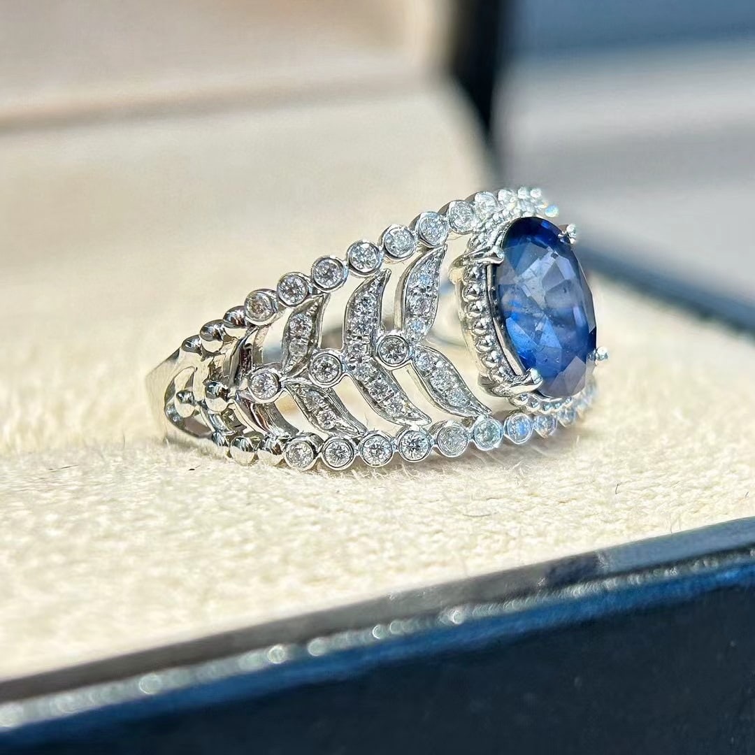 14k Gold 1.85 Ctw Natural Sapphire & Diamond Ring - 5