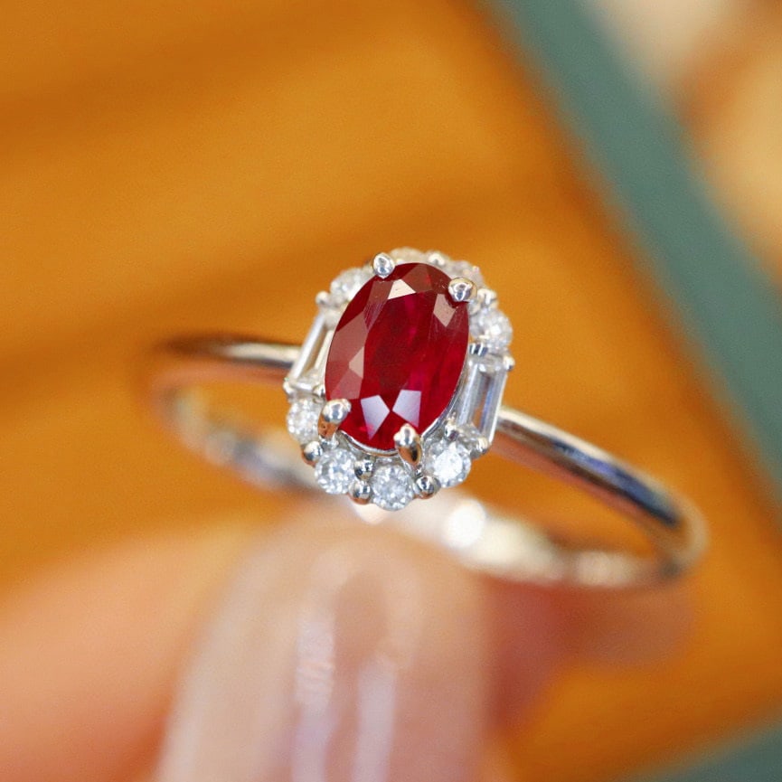 14k Gold 0.51 Ctw Natural Ruby & Diamond Ring - 2