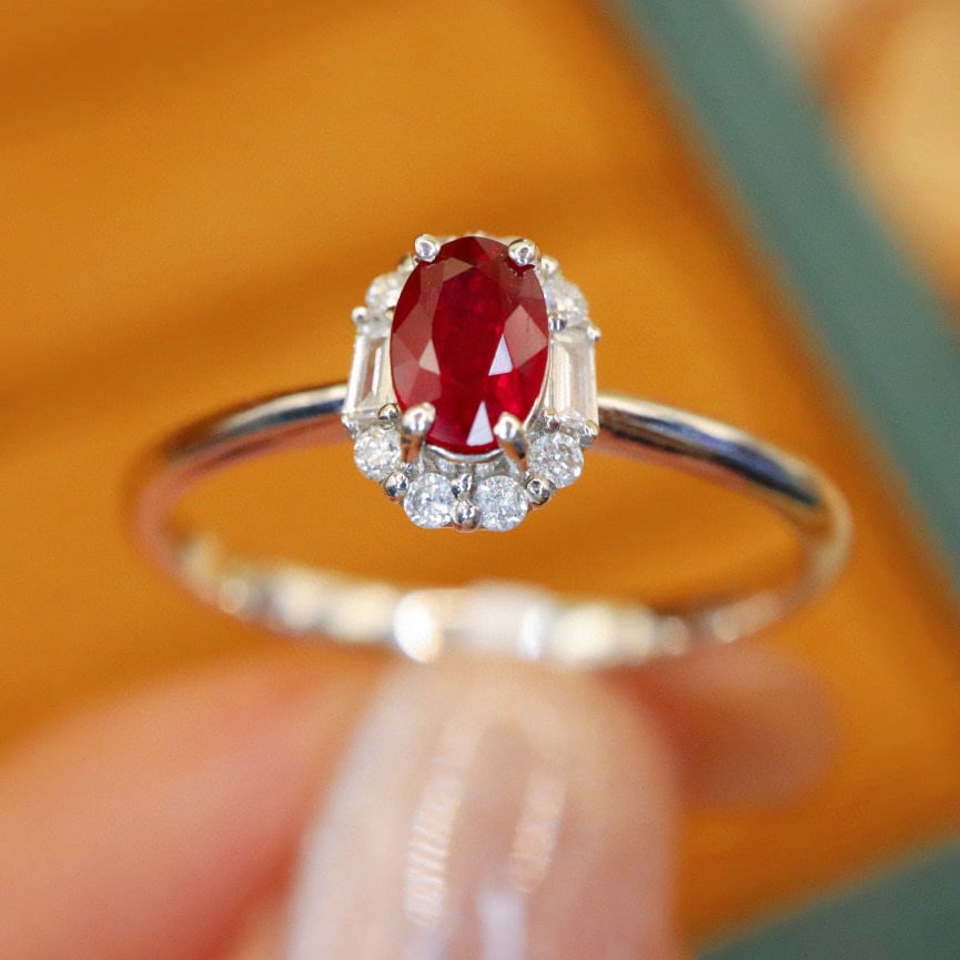 14k Gold 0.51 Ctw Natural Ruby & Diamond Ring - 3