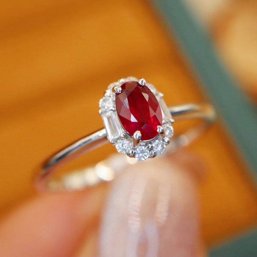 14k Gold 0.51 Ctw Natural Ruby & Diamond Ring - 4