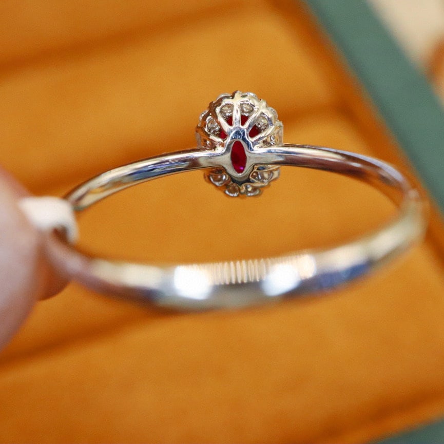 14k Gold 0.51 Ctw Natural Ruby & Diamond Ring - 5