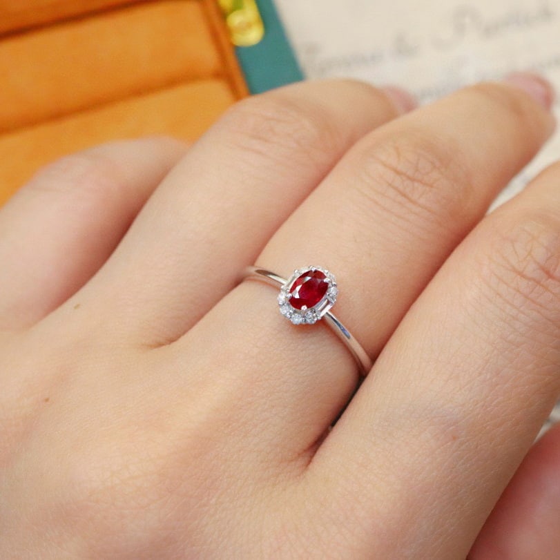 14k Gold 0.51 Ctw Natural Ruby & Diamond Ring - 6