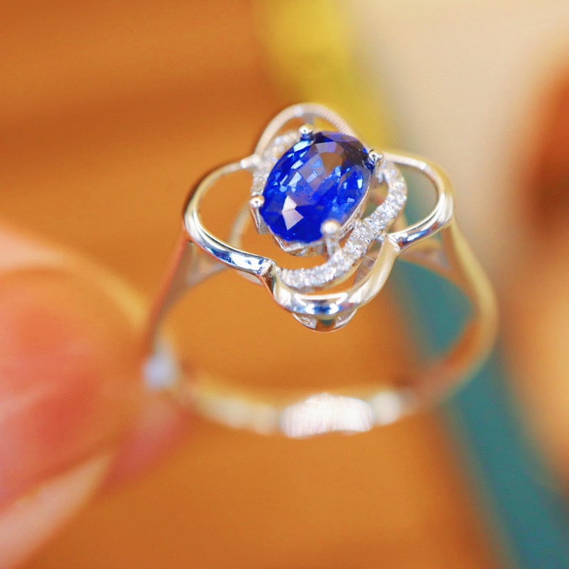 14k Gold 1.07 Ctw Natural Sapphire & Diamond Ring - 3