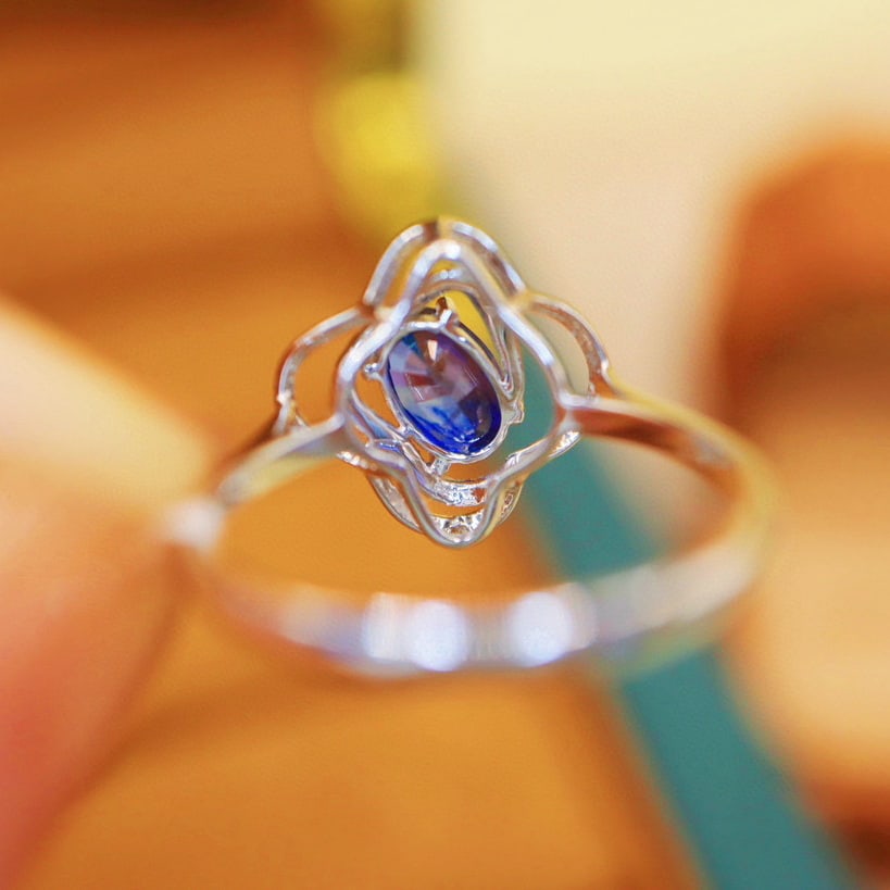 14k Gold 1.07 Ctw Natural Sapphire & Diamond Ring - 4