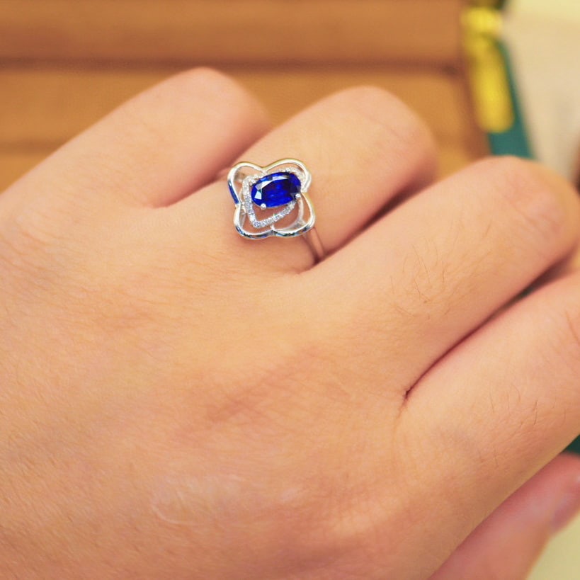 14k Gold 1.07 Ctw Natural Sapphire & Diamond Ring - 5