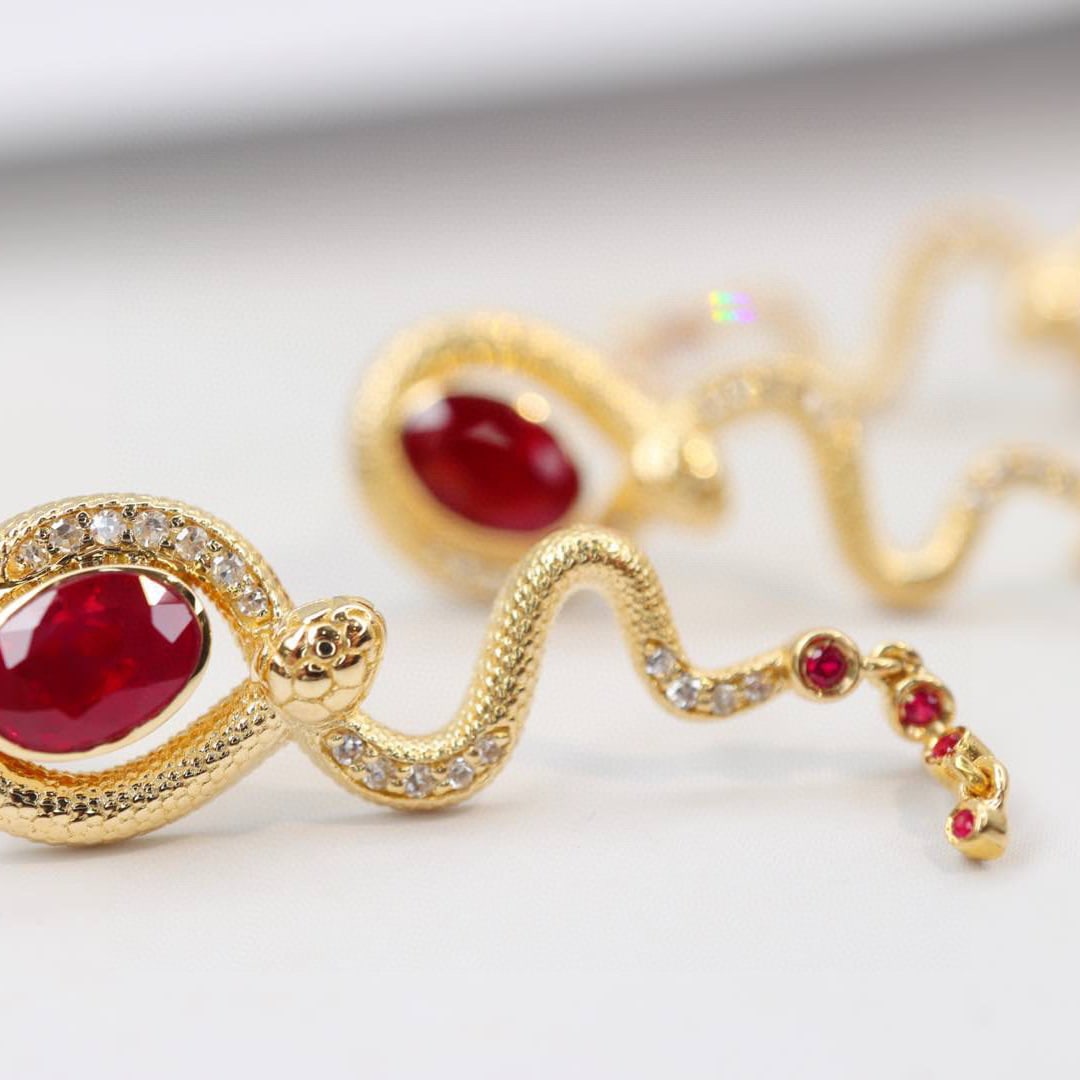 14k Gold 1.48 Ctw Natural Ruby & Diamond Earrings - 6