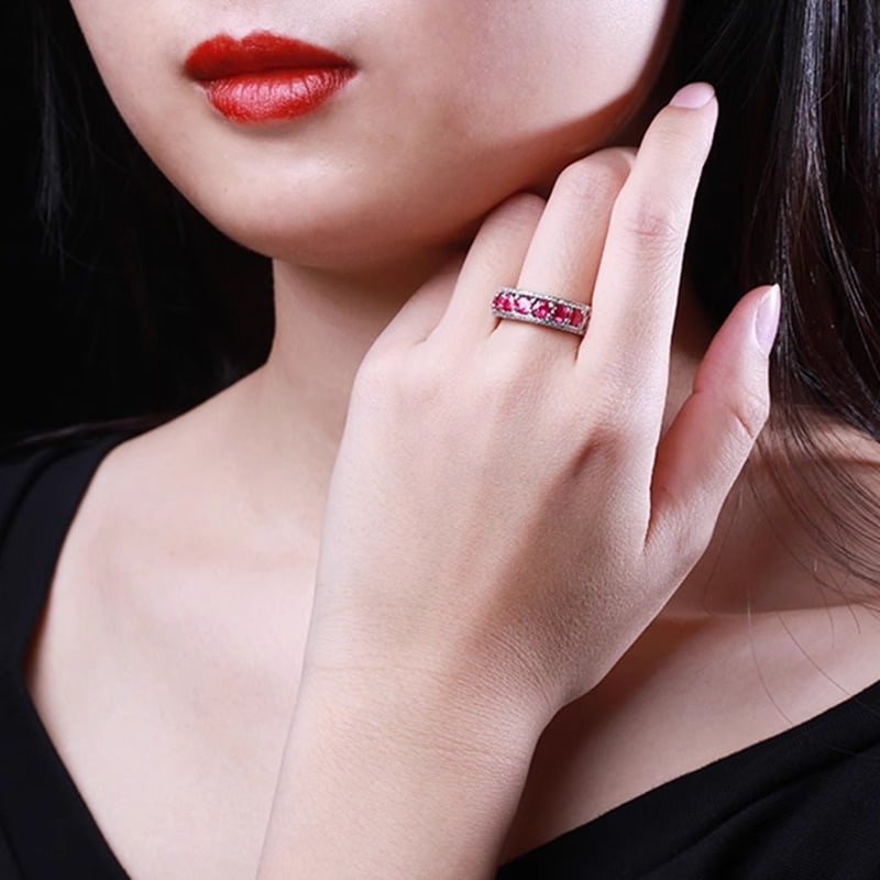 14k Gold 1.49 Ct Natural Ruby & Diamond Ring - 3