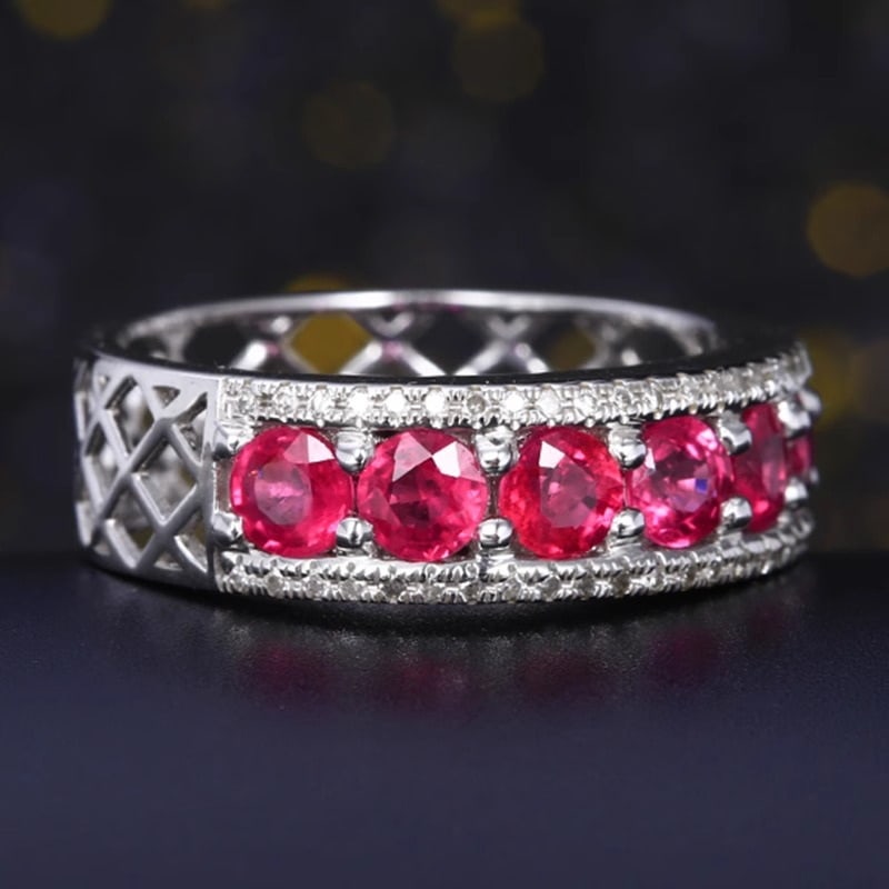 14k Gold 1.49 Ct Natural Ruby & Diamond Ring - 4