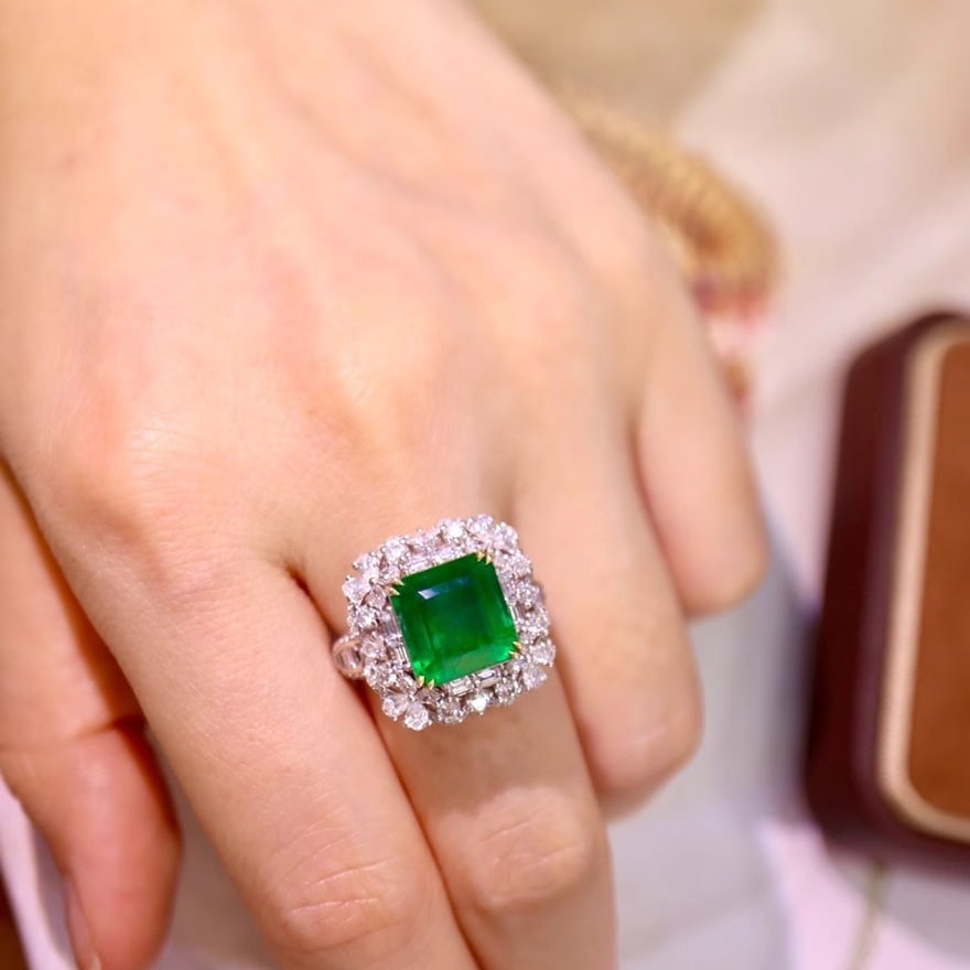 14k Gold 5.11 Ct Natural Emerald & Diamond Ring/pendant( Without Chain ) - 5