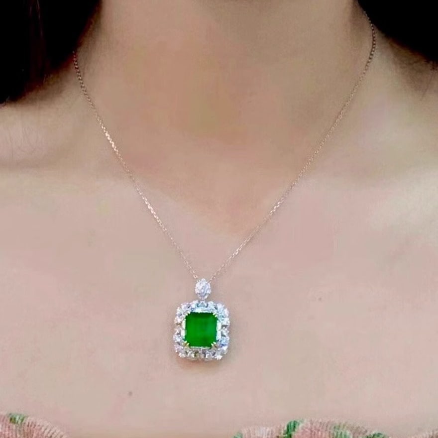 14k Gold 5.11 Ct Natural Emerald & Diamond Ring/pendant( Without Chain ) - 8