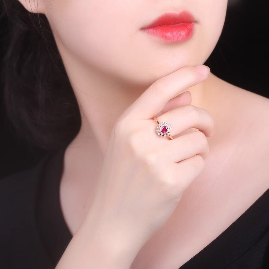 14k Gold 0.76 Ctw Natural Ruby & Diamond Ring - 2