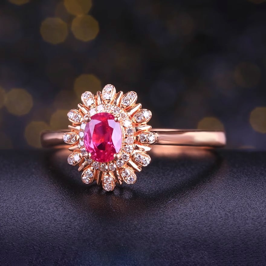 14k Gold 0.76 Ctw Natural Ruby & Diamond Ring - 4