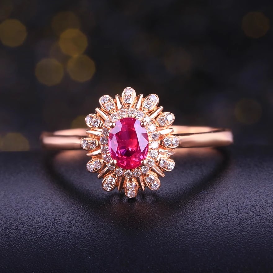 14k Gold 0.76 Ctw Natural Ruby & Diamond Ring - 5