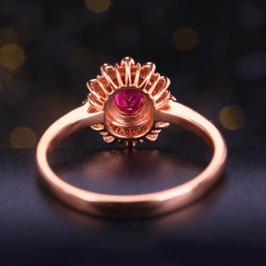 14k Gold 0.76 Ctw Natural Ruby & Diamond Ring - 6