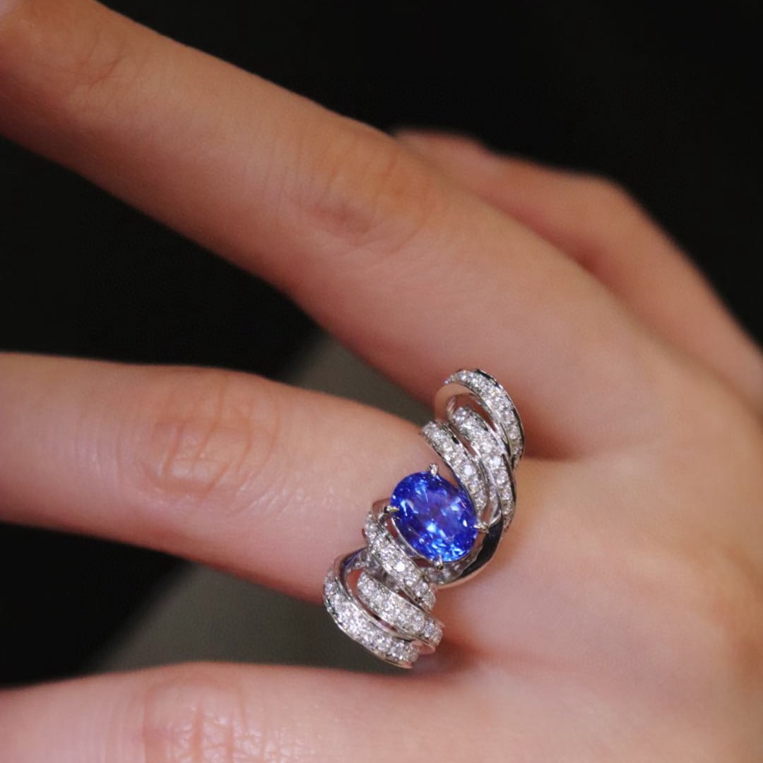 14k Gold 2.84 Ctw Natural Sapphire & Diamond Ring - 5