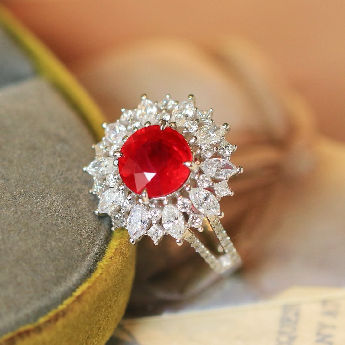14k Gold 4.04 Ctw Natural Ruby & Diamond Ring - 2