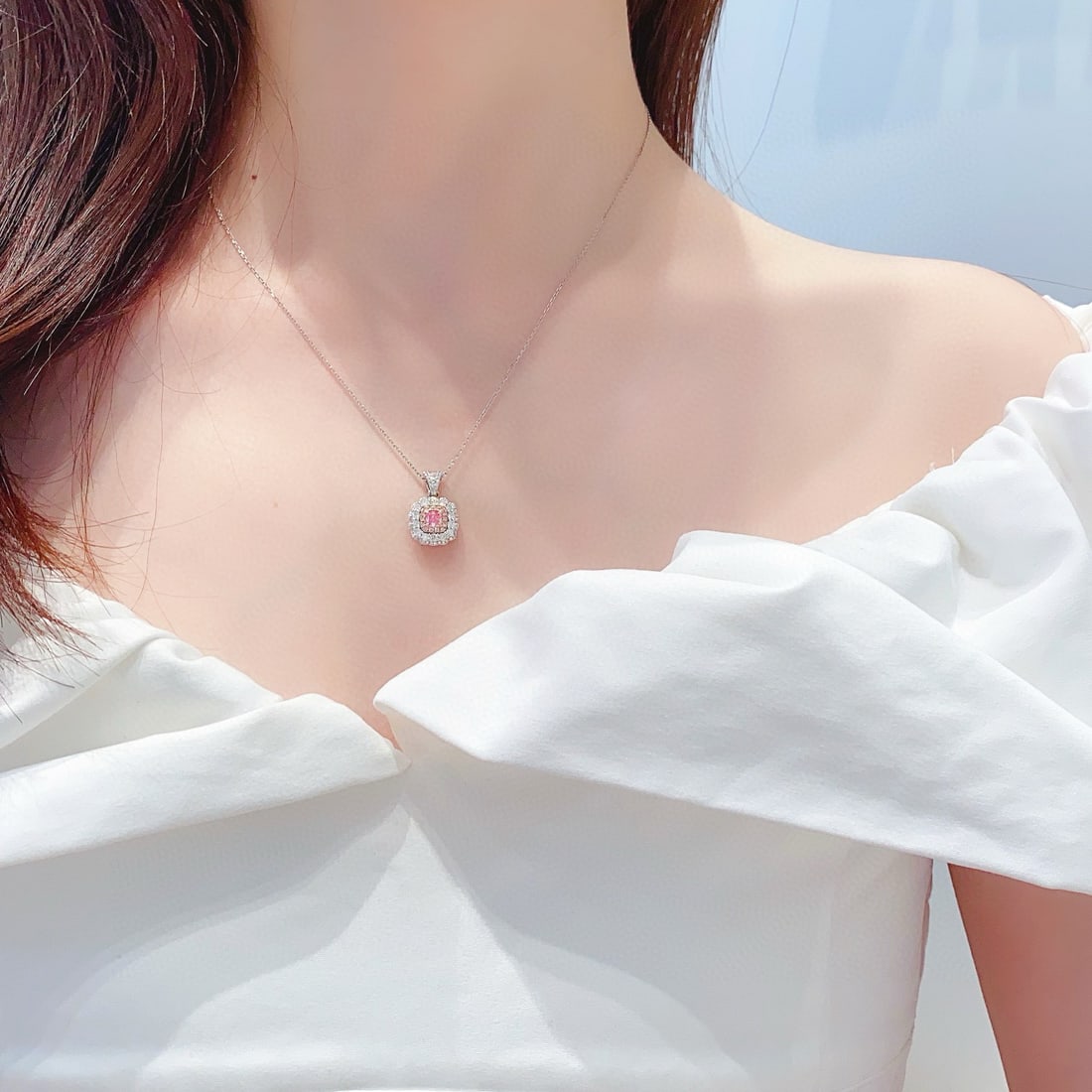 14k Gold 0.82 Ctw Natural Pink Diamond & Diamond Necklace - 2