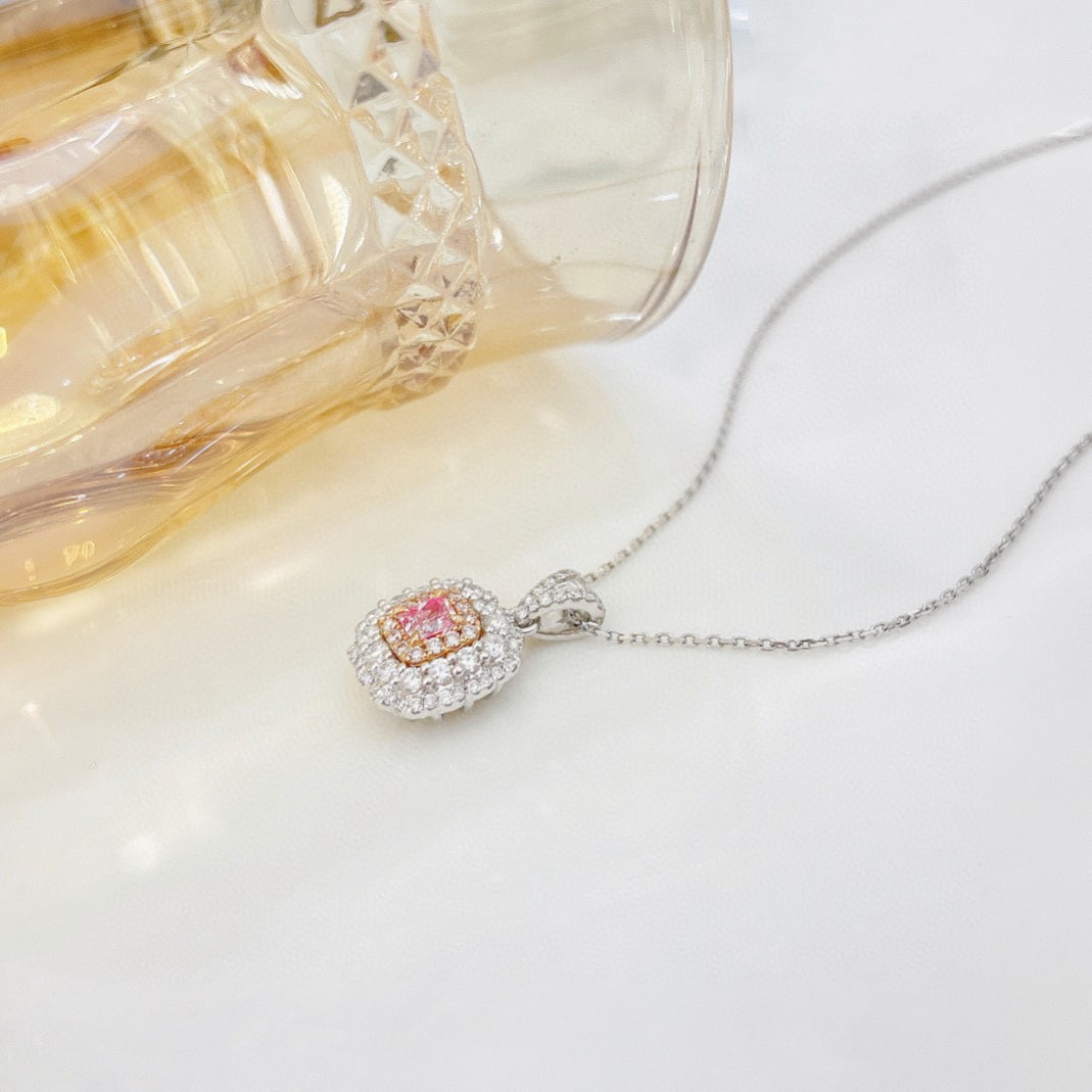 14k Gold 0.82 Ctw Natural Pink Diamond & Diamond Necklace - 4