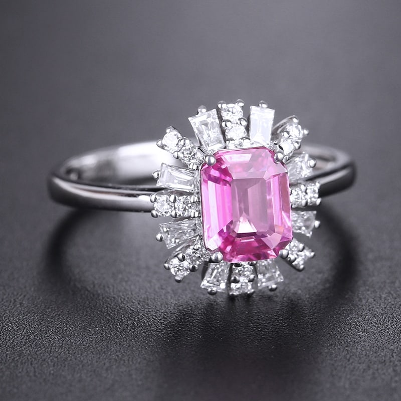 14k Gold 1.42 Ctw Natural Padparadscha Sapphire & Diamond Ring - 2