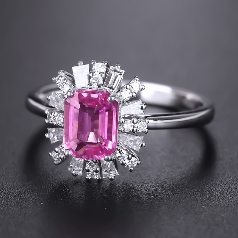 14k Gold 1.42 Ctw Natural Padparadscha Sapphire & Diamond Ring - 3