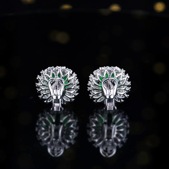 14k Gold 4.47 Ctw Natural Emerald & Diamond Earrings - 6