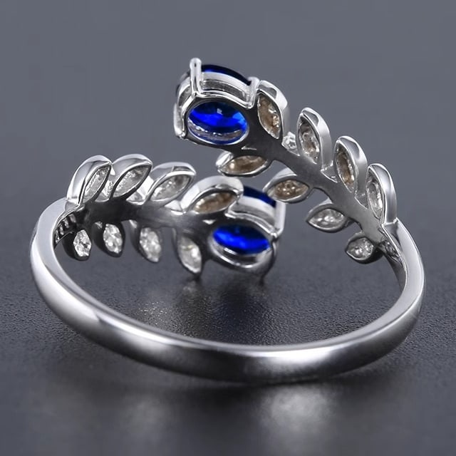 14k Gold 0.70 Ctw Natural Sapphire & Diamond Ring - 2
