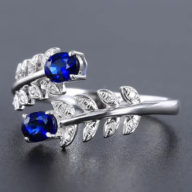 14k Gold 0.70 Ctw Natural Sapphire & Diamond Ring - 5