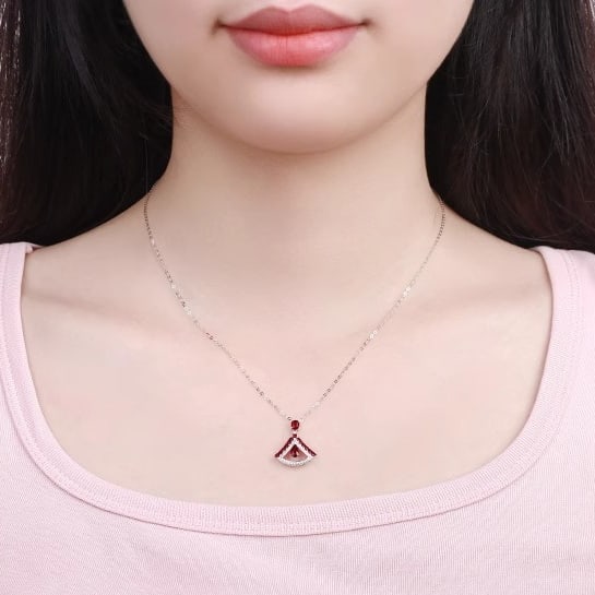 14k Gold 1.07 Ctw Natural Ruby & Diamond Necklace - 3