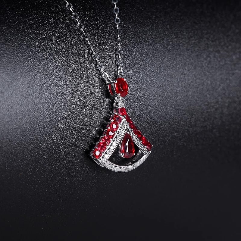 14k Gold 1.07 Ctw Natural Ruby & Diamond Necklace - 5