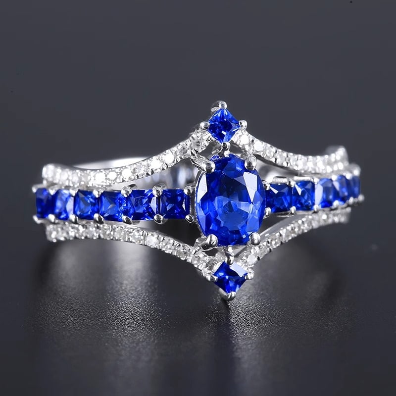 14k Gold 1.17 Ctw Natural Sapphire & Diamond Ring - 2