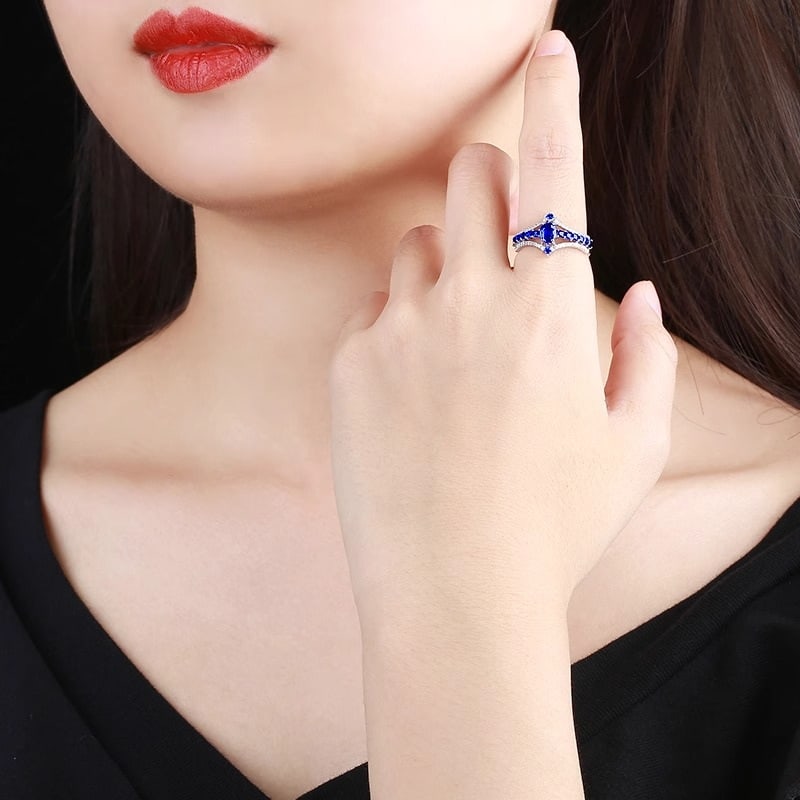 14k Gold 1.17 Ctw Natural Sapphire & Diamond Ring - 4