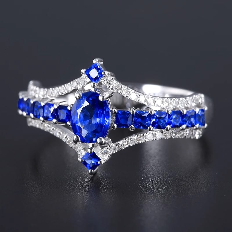 14k Gold 1.17 Ctw Natural Sapphire & Diamond Ring - 5