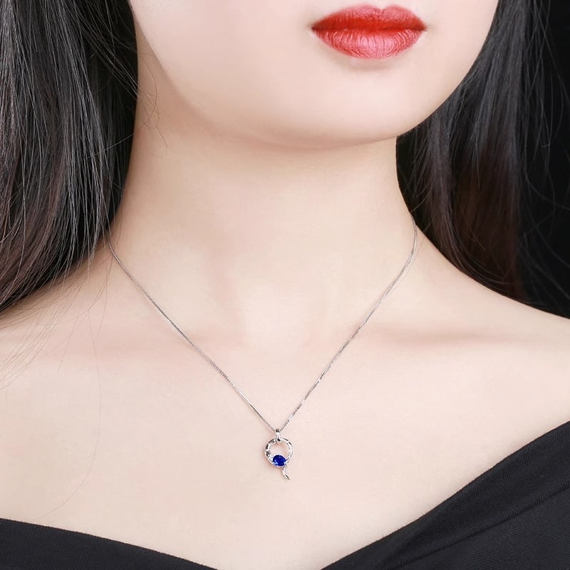 14k Gold 0.5 Ct Natural Sapphire & Diamond Pendant( Without Chain ) - 3