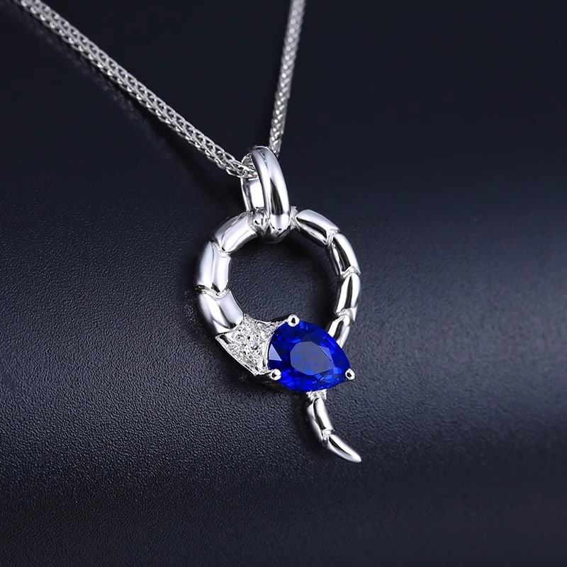 14k Gold 0.5 Ct Natural Sapphire & Diamond Pendant( Without Chain ) - 4